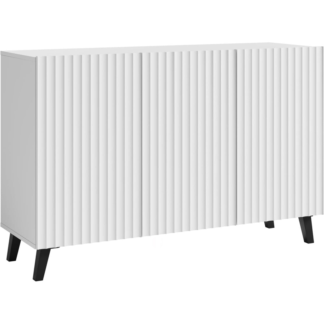 Sideboard mit 3 Turen und dekorativer Front, 120 cm, Wei?