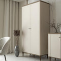 Kleiderschrank mit 2 Turen in Kaschmirbeige und Eiche, 100,1 ¡Á 200,5 ¡Á 52,7 cm