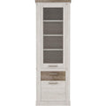 Vitrine mit 1 Tur, 1 Glastur und 1 Schublade aus Holzwerkstoff in Wei?er Pinie und Antik-Eiche, 71,2 ¡Á 212 ¡Á 41,3 cm
