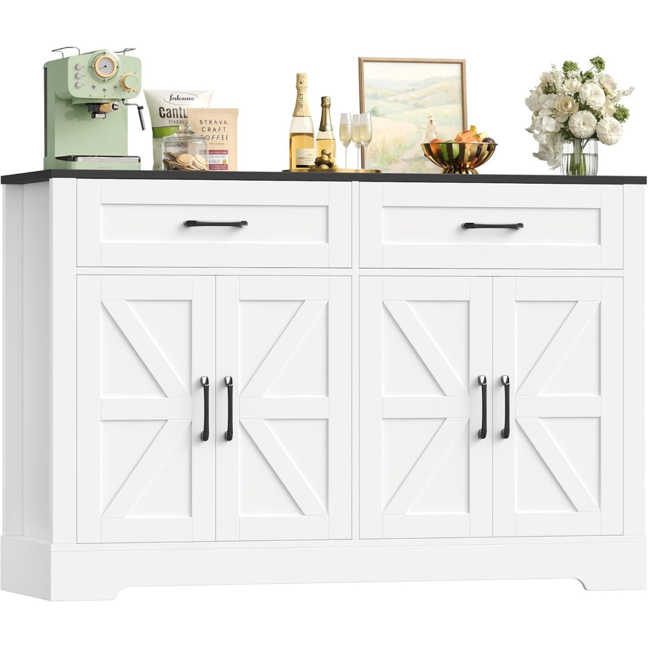 Kuchenbuffet mit Arbeitsplatte, 2 Schubladen und 4 Turen