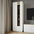 Vitrine mit Glastur aus Holzwerkstoff in Secret Grey und Valencia-Eiche, 60,9 ¡Á 194,6 ¡Á 41 cm