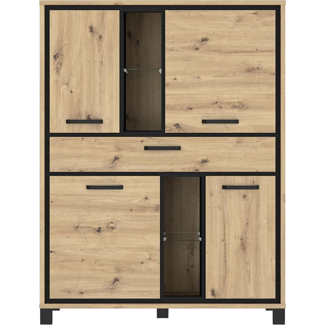 Highboard in Artisan-Eiche und Schwarz, 101,1 ¡Á 161 ¡Á 40,4 cm