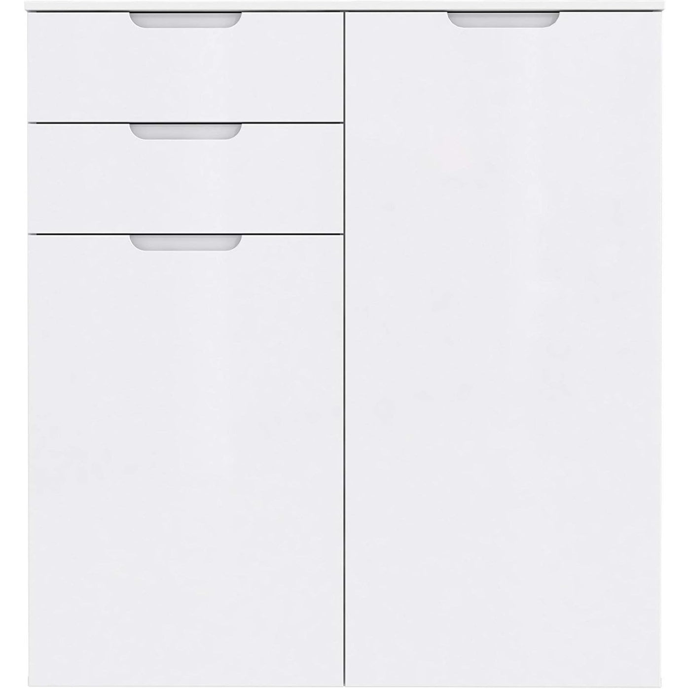 Kommode mit 2 Turen und 2 Schubladen, Wei? und Wei? Hochglanz, 109,9 ¡Á 116,9 ¡Á 34,1 cm