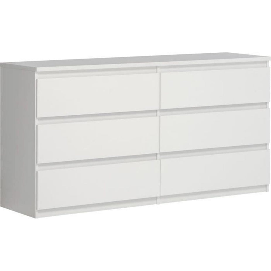 Kommode mit 6 Schubladen, modernes Sideboard aus Holzwerkstoff, Wei?, 154 ¡Á 79,9 ¡Á 42,2 cm