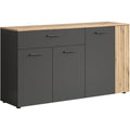 Sideboard in Anthrazit und Eiche mit Schublade, 5 Fachern und verstellbaren Einlegeboden, 150 ¡Á 83 ¡Á 42 cm