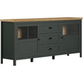 Sideboard in Tannengrun und Eiche mit 4 Fachern und 3 Schubladen, 185 ¡Á 86 ¡Á 45 cm